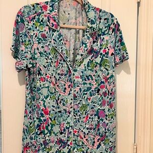 Lilly Pulitzer Colorful Floral Button-Up Pajama Set